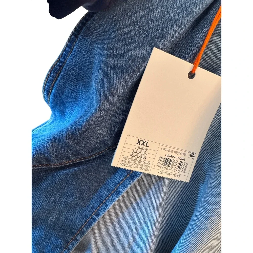 Knox Rose XXL Blue Denim‎ Utility Zip Front Jacket Elastic Waist NWT